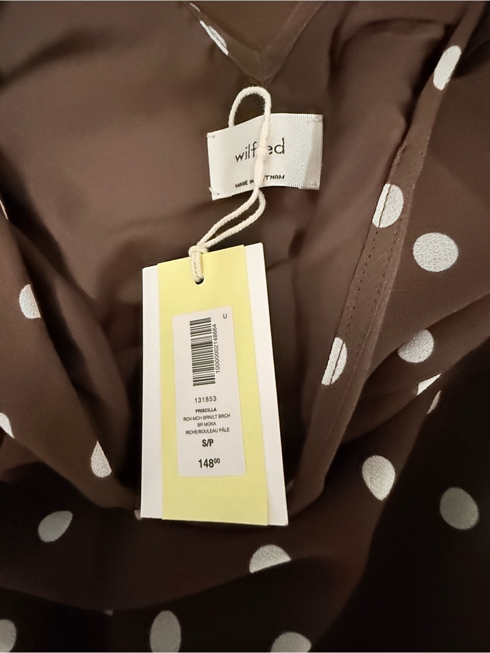 Aritzia Wilfred Brown Polka Dot Trench Coat